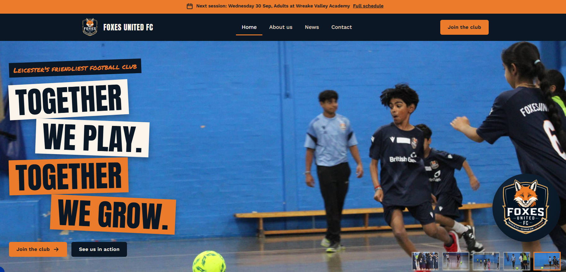 Giving back. A full website build for a local football team